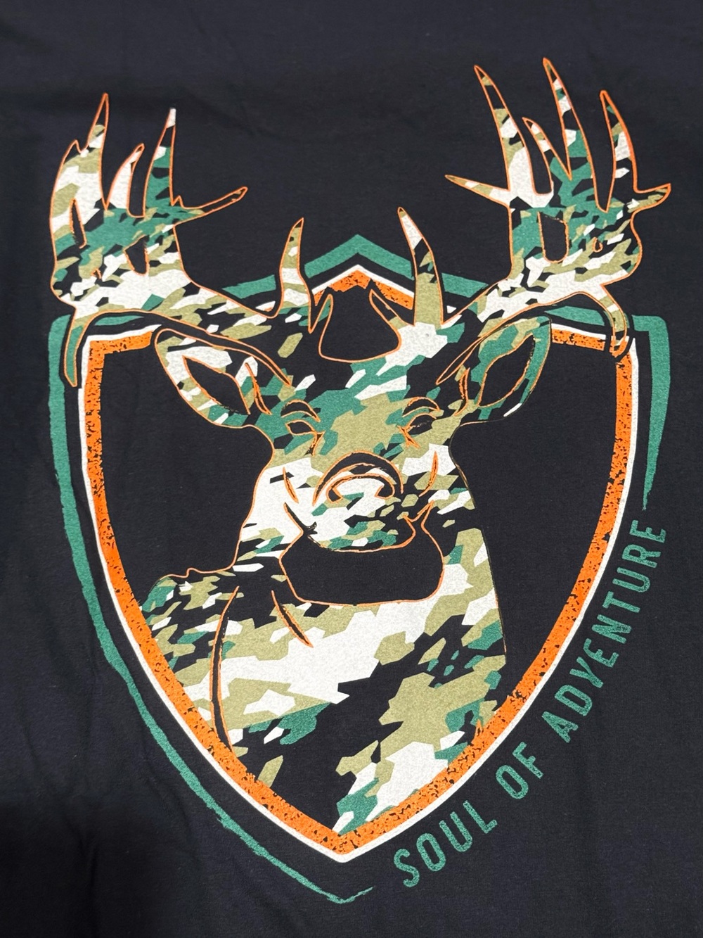 Soul of Adventure Black Long-Sleeve Shirt
Geo Camo Patriot Buck XL